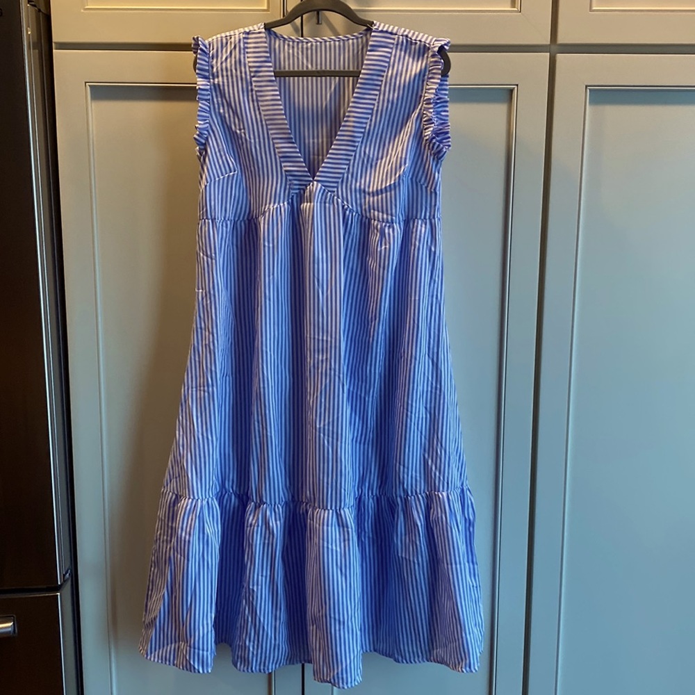 New Simple Blue Stripe Dress